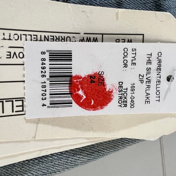 Current/Elliott The Silverlake Zip Skinny Jeans Light Wash Womens Size 24 Waist - Picture 12 of 14